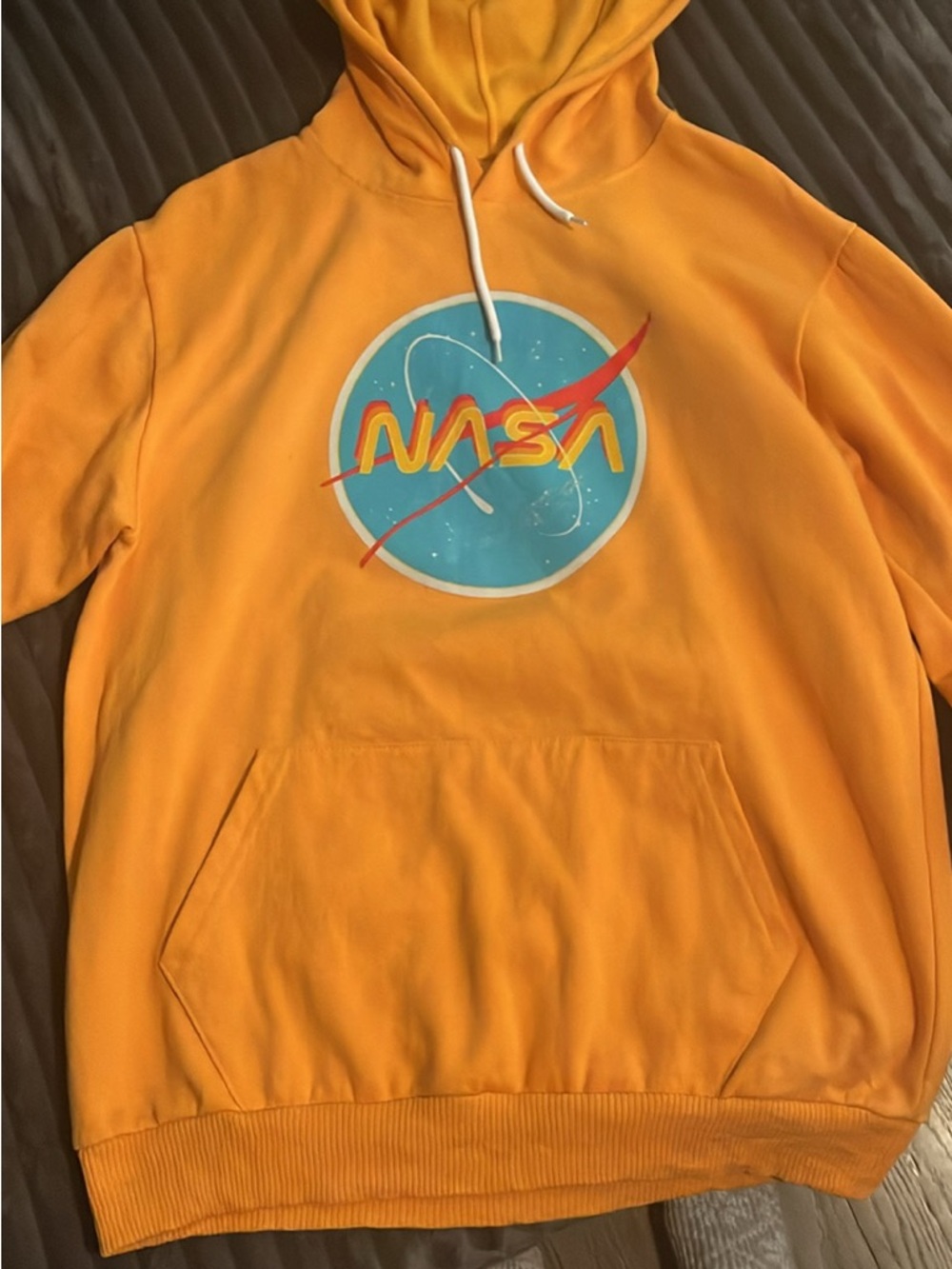 NASA Yellow Pullover Hoodie with Graphic Emblem